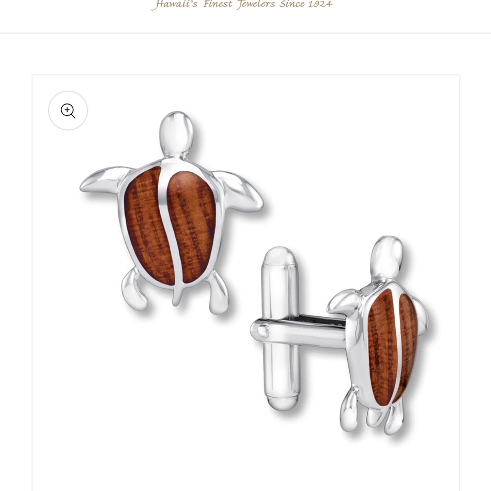 Koa Wood Honu Cuff Links - Picture 2 of 2